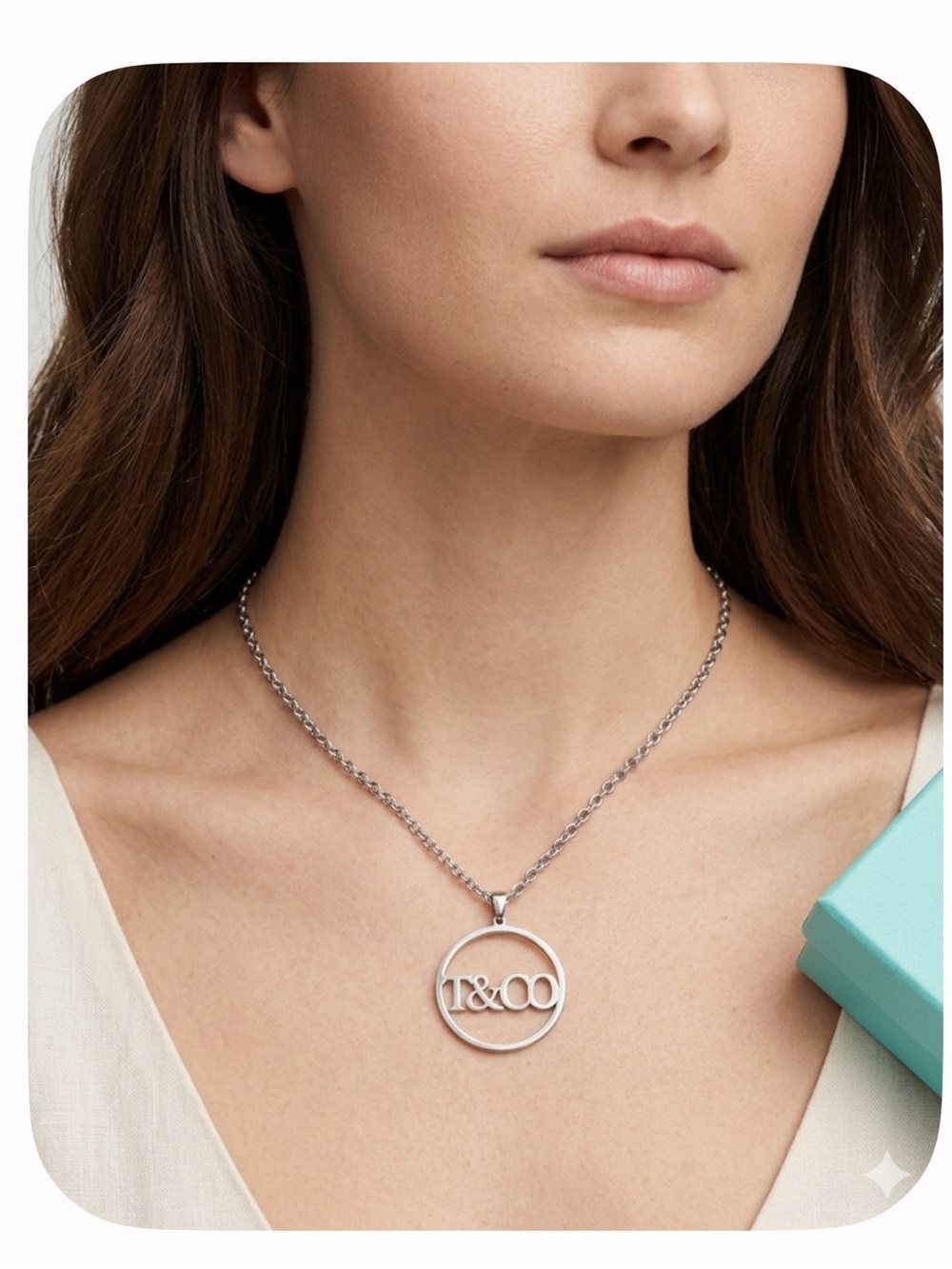 Fashion Jewelry Silver Logo Circle Pendant Necklace